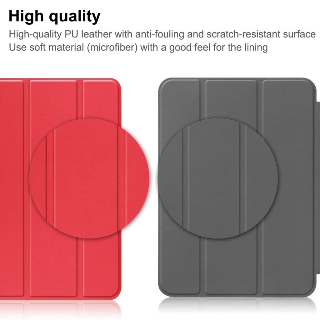 iPad A16 11" 2025/10.9" 2024 Tri-fold flip cover i kunstlæder - Rød