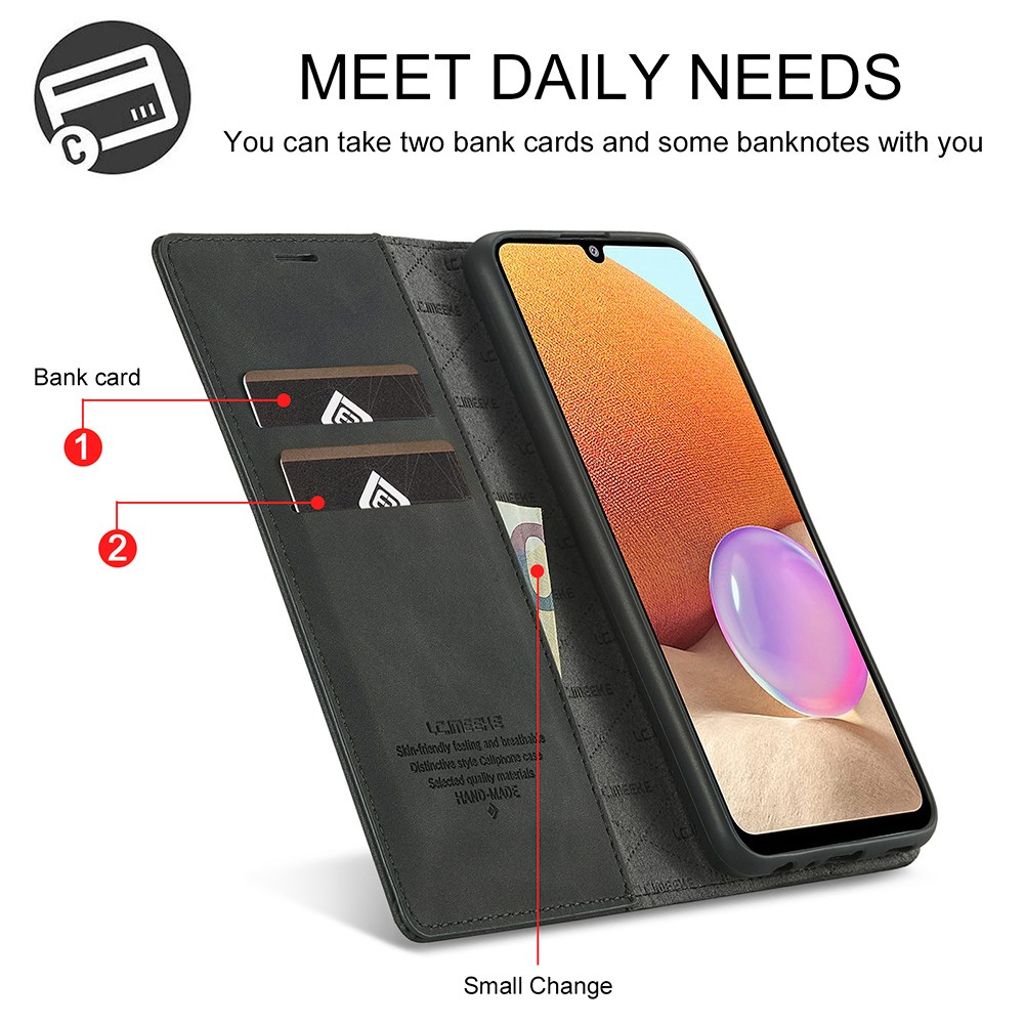 LC.IMEEKE Samsung Galaxy A32 4G lompakkokotelo – Musta