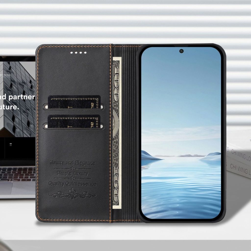 iPhone 18 Pro/17 Pro Lompakkokotelo PU nahka - Musta