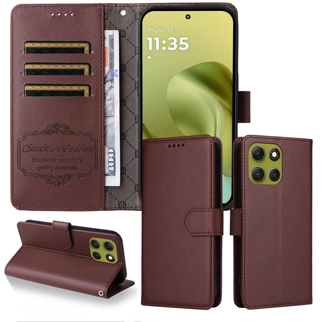 Motorola Moto G86 Power 5G / G86 5G Wallet Cover RFID Blocking – Brown