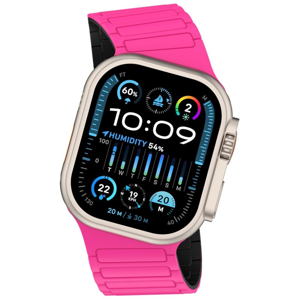 Apple Watch 42/41/40/38mm Klockarmband i Silikon Magnetisk Loop - Rosa/Svart