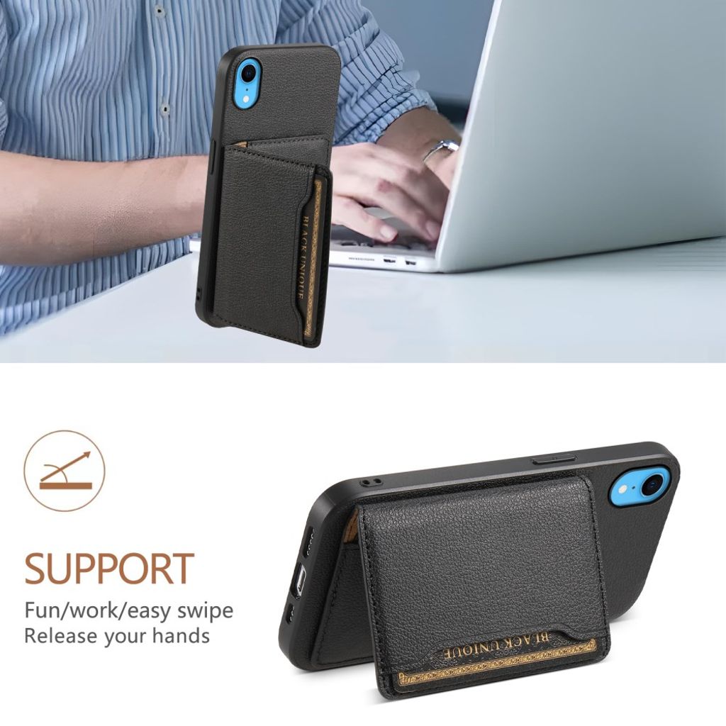 iPhone XR Skal Stativ Korthållare – Svart