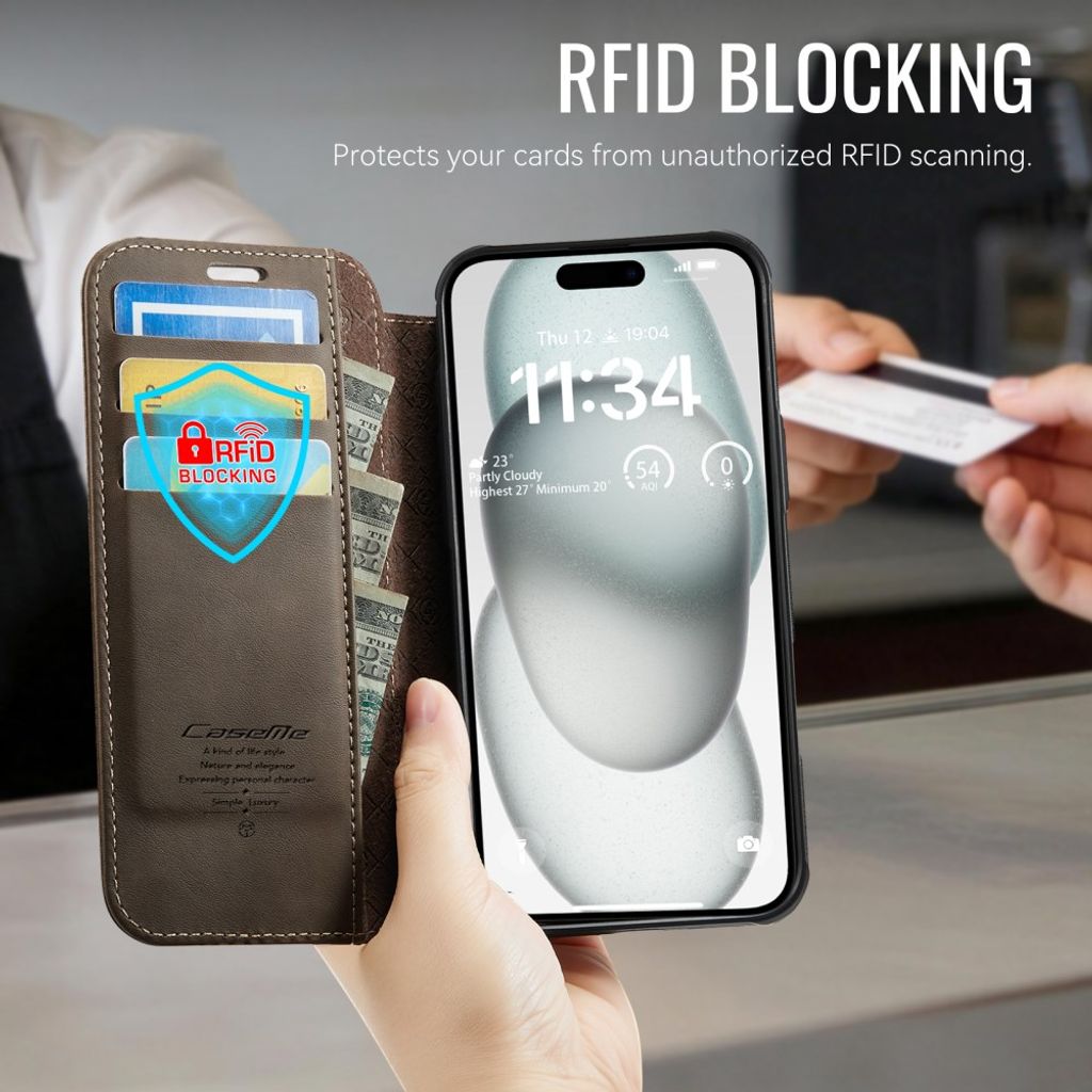 CASEME iPhone 15 Plus/14 Plus Plånboksfodral MagSafe RFID-blockerande - Brun