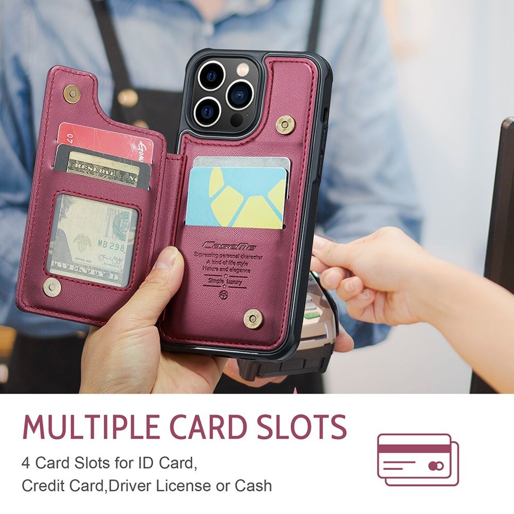 iPhone 13 Pro Lompakkokuori CASEME C22 RFID-estävällä – Punainen