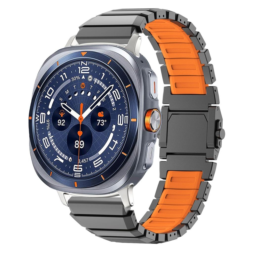 Samsung Galaxy Watch Ultra2 Klokkerem i titan og silikon - Svart/Oransje