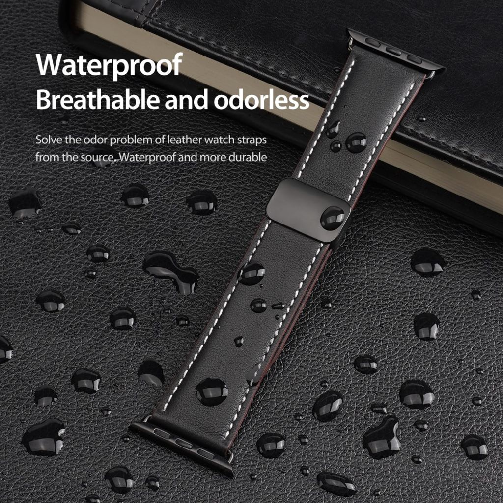 DUX DUCIS YA Series Apple Watch 38/40/41/42mm Urrem i ægte læder - Sort