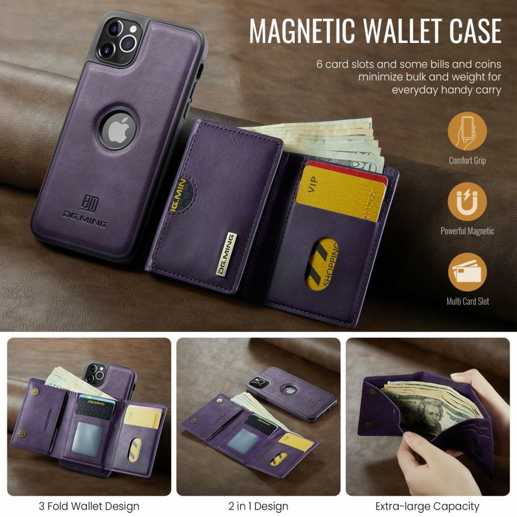 DG.MING iPhone 11 Pro Cover med Pung - Lilla