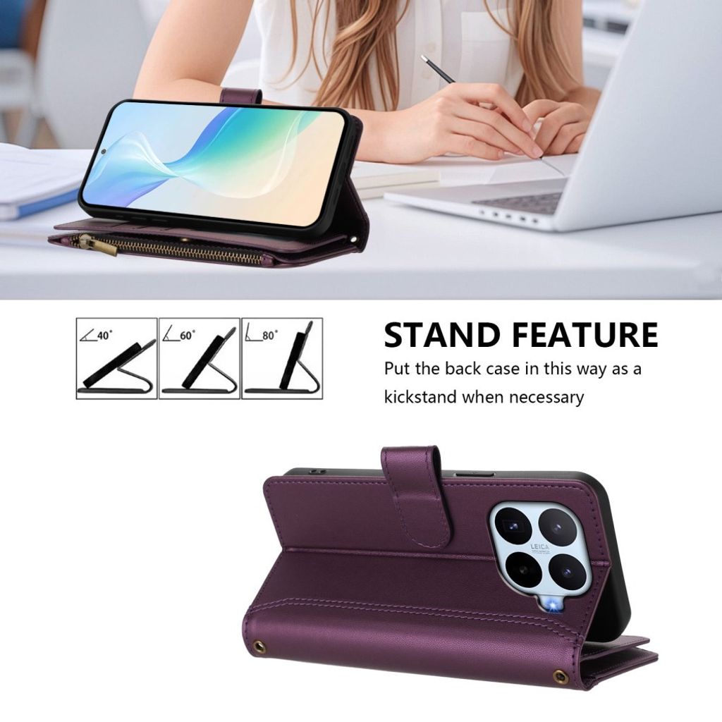 Xiaomi 17T Pro Lompakkokotelo 9 korttipaikalla - Violetti