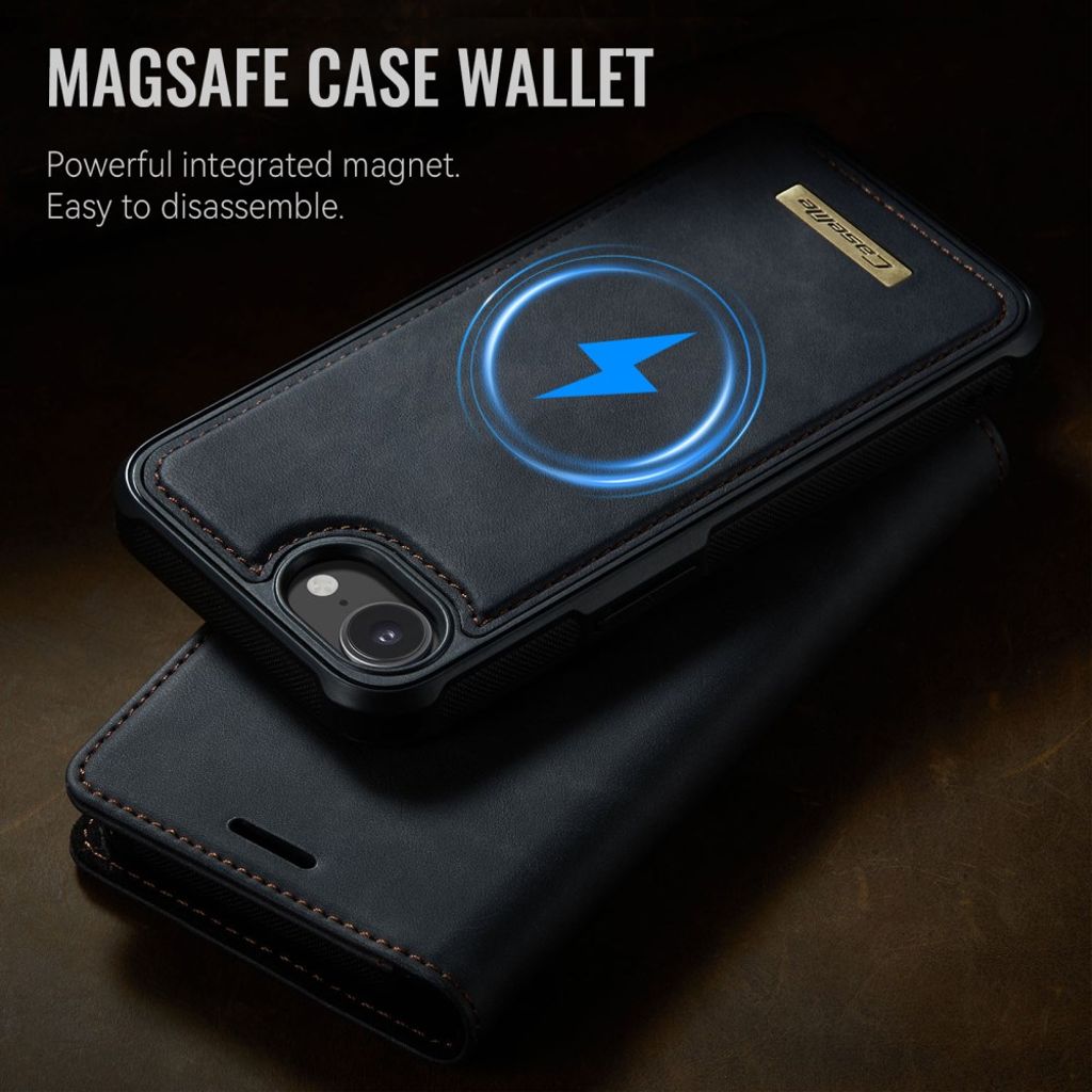 CASEME C49 MagSafe Compatible Wallet Cover for iPhone 16e – Black