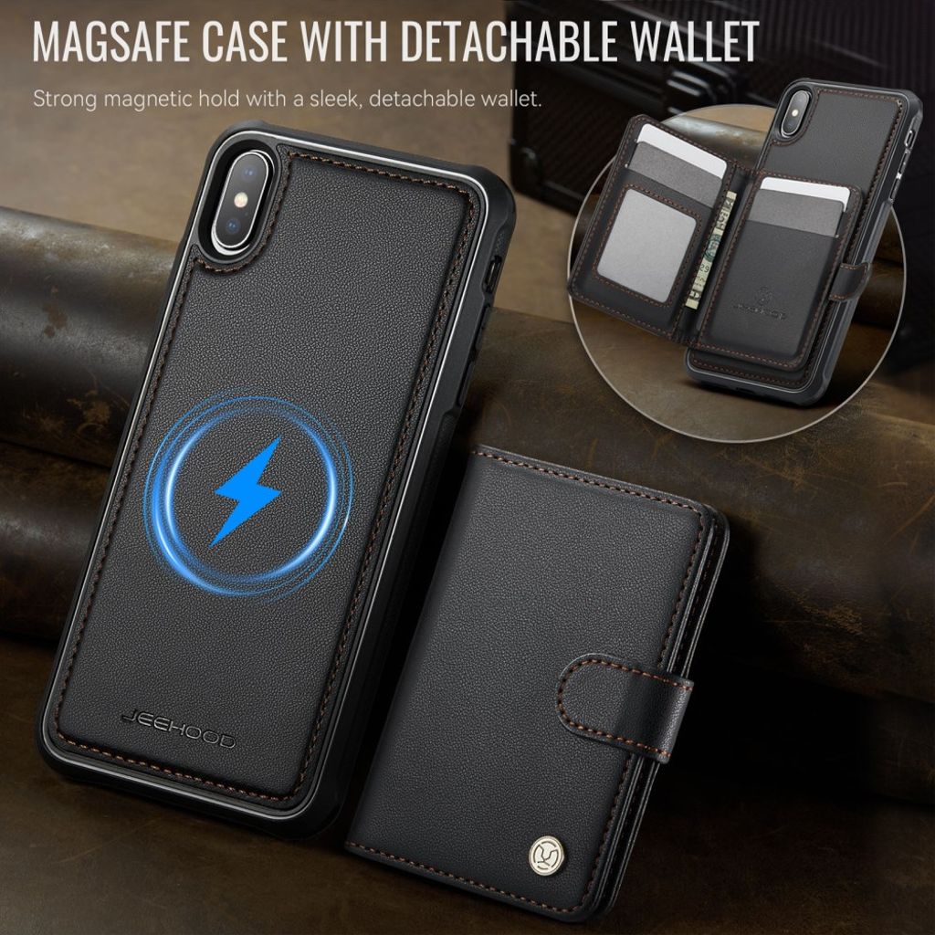 JEEHOOD iPhone XS Max Pungcover Kortholder RFID MagSafe – Sort