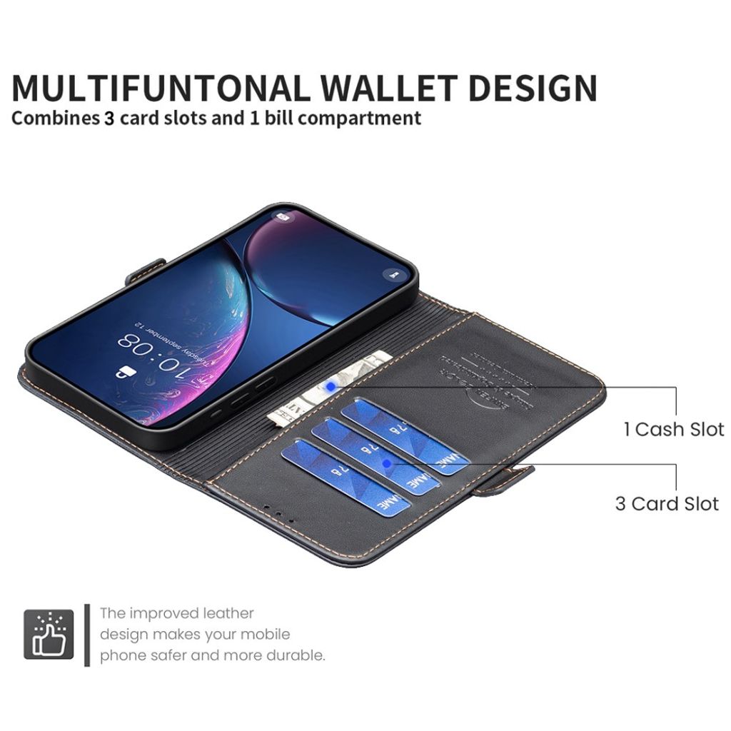 iPhone 18 Pro/17 Pro Lompakkokotelo magneettisella sulkimella - Musta