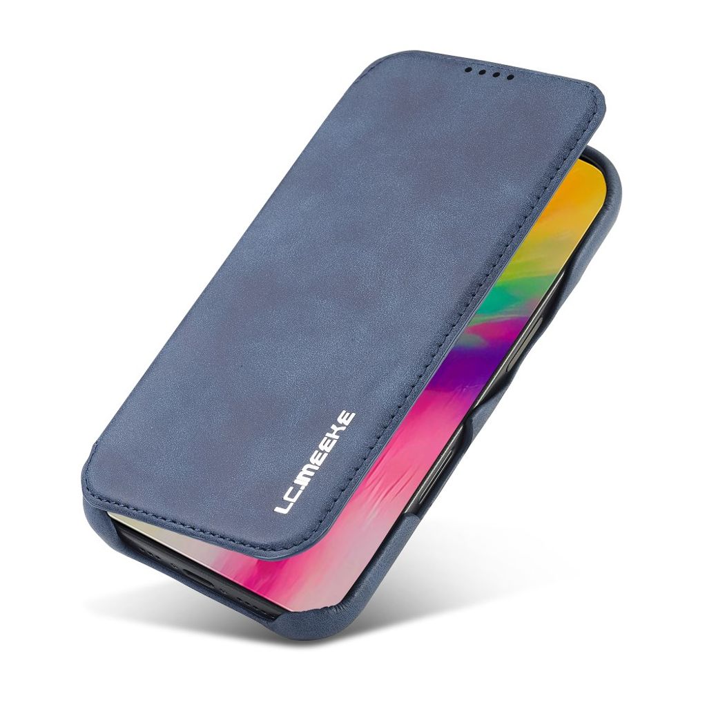 LC.IMEEKE iPhone 16 Pro Max Wallet Cover Card Holder Stand – Blue