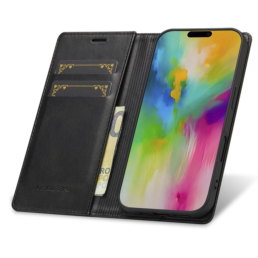 LC.IMEEKE iPhone 16 Plus Wallet Cover - Black