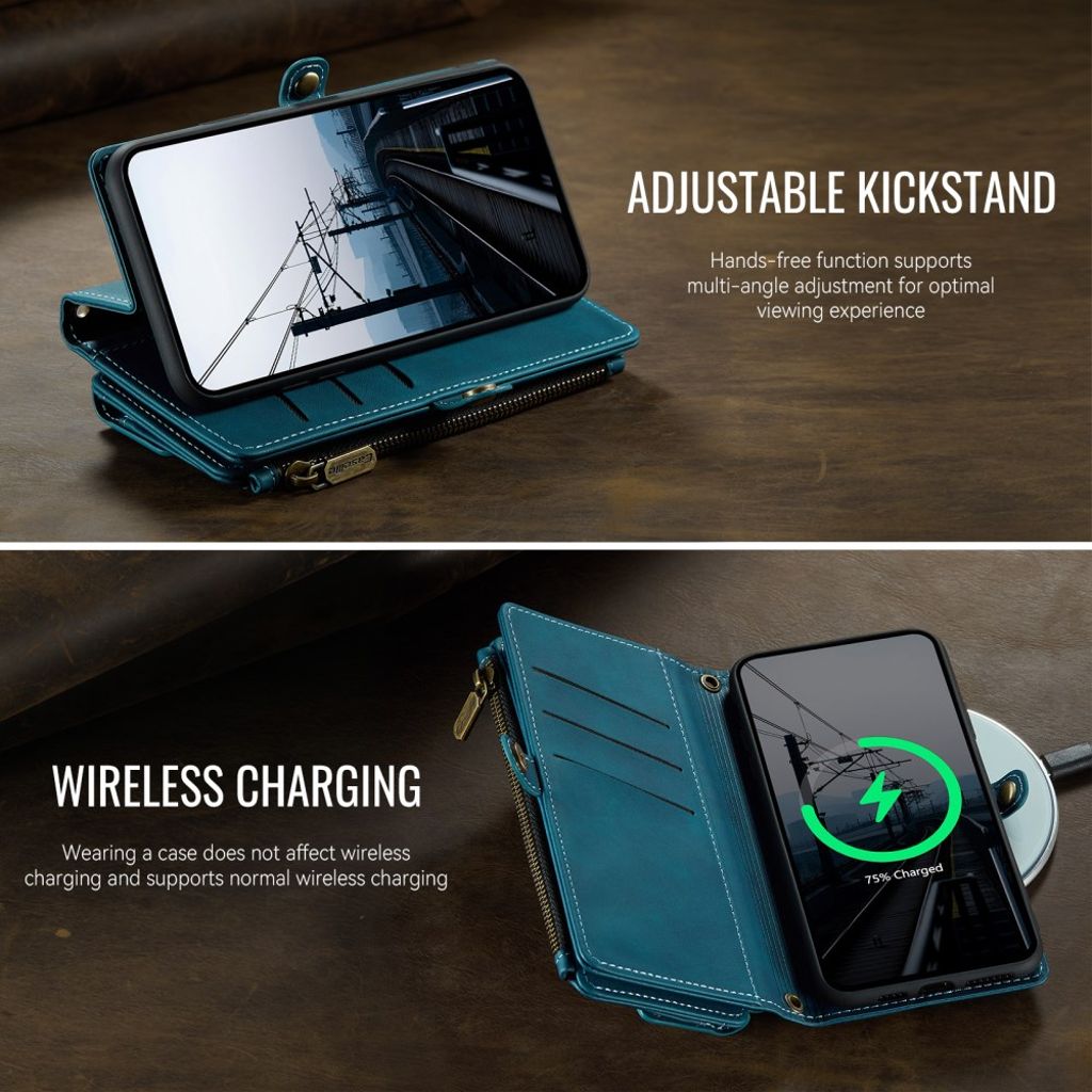 CASEME iPhone XR Plånboksfodral RFID-blockerande Stativ med Rem – Grön