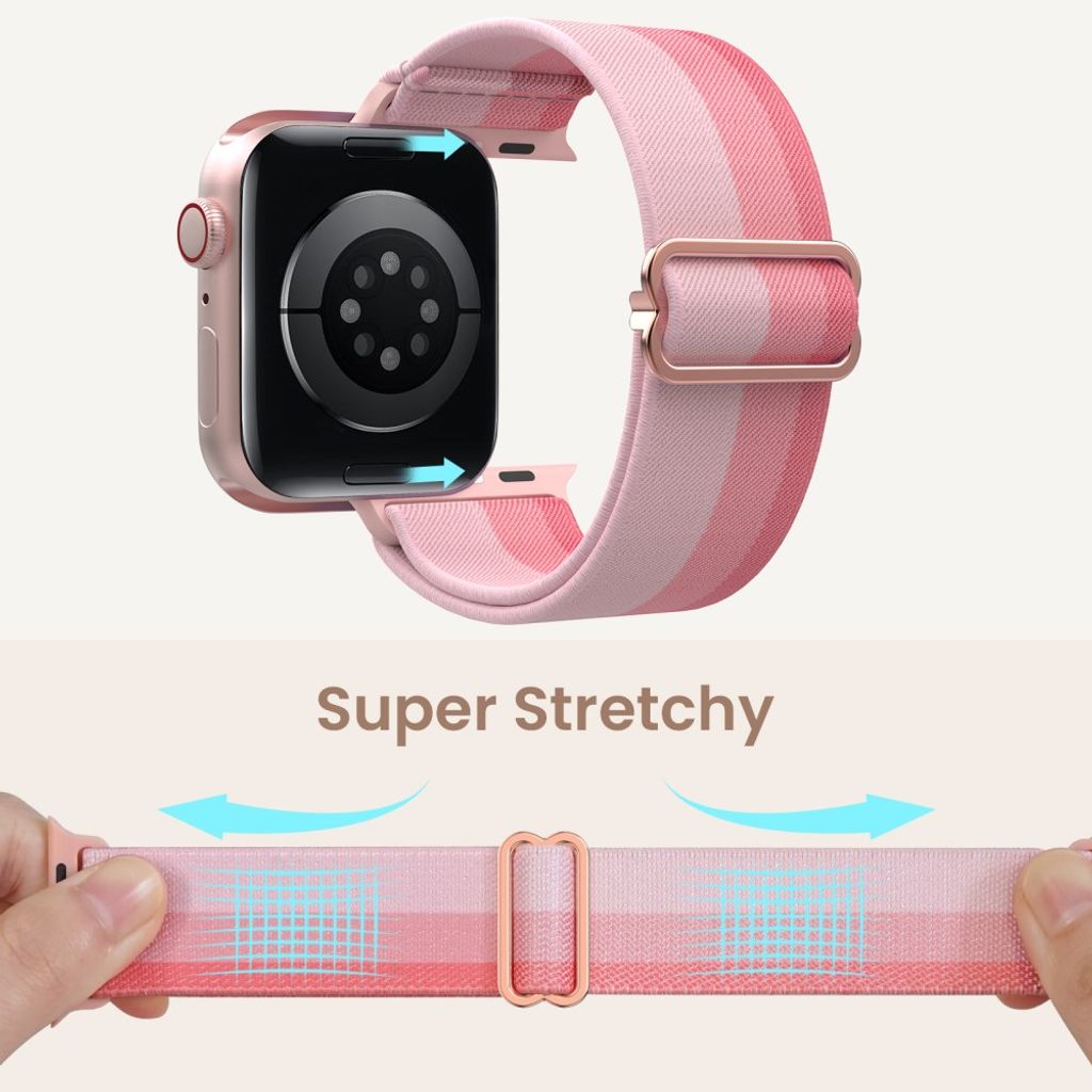 AHASTYLE WE26 Apple Watch 49 / 46 / 44 / 42mm Punottu nailoninen kellonranneke - Vaaleanpunainen