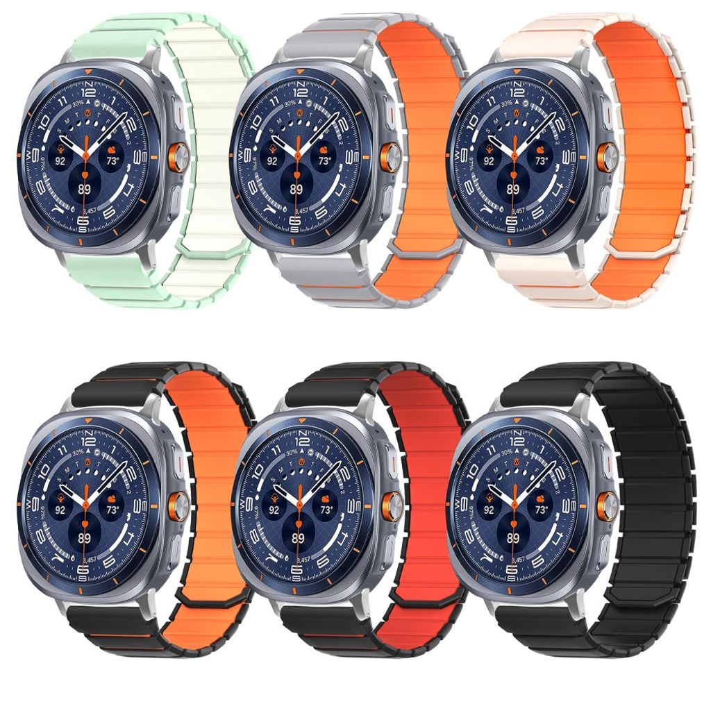 Samsung Galaxy Watch9/9 Classic/8/8 Classic Tofarget magnetisk silikon klokkerem - Cyan