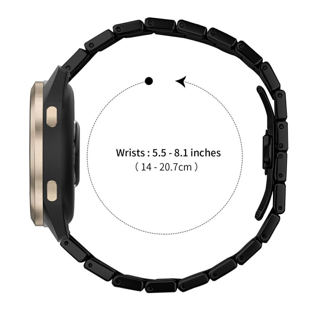Garmin Forerunner 265S Rustfri Stål Urrem Sommerfuglespænde - Sort
