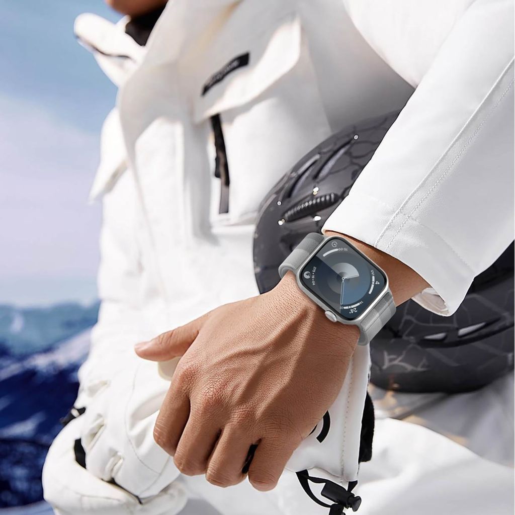 AHASTYLE WE26 Apple Watch 49 / 46 / 44 / 42mm Punottu nailoninen kellonranneke - Harmaa