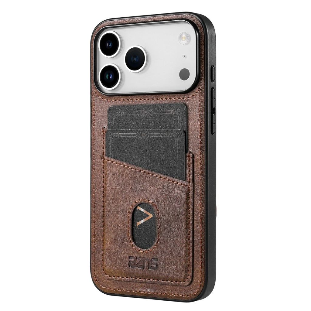 iPhone 18 Pro/17 Pro Kuori korttitaskulla PU-nahkaa - Tummanruskea