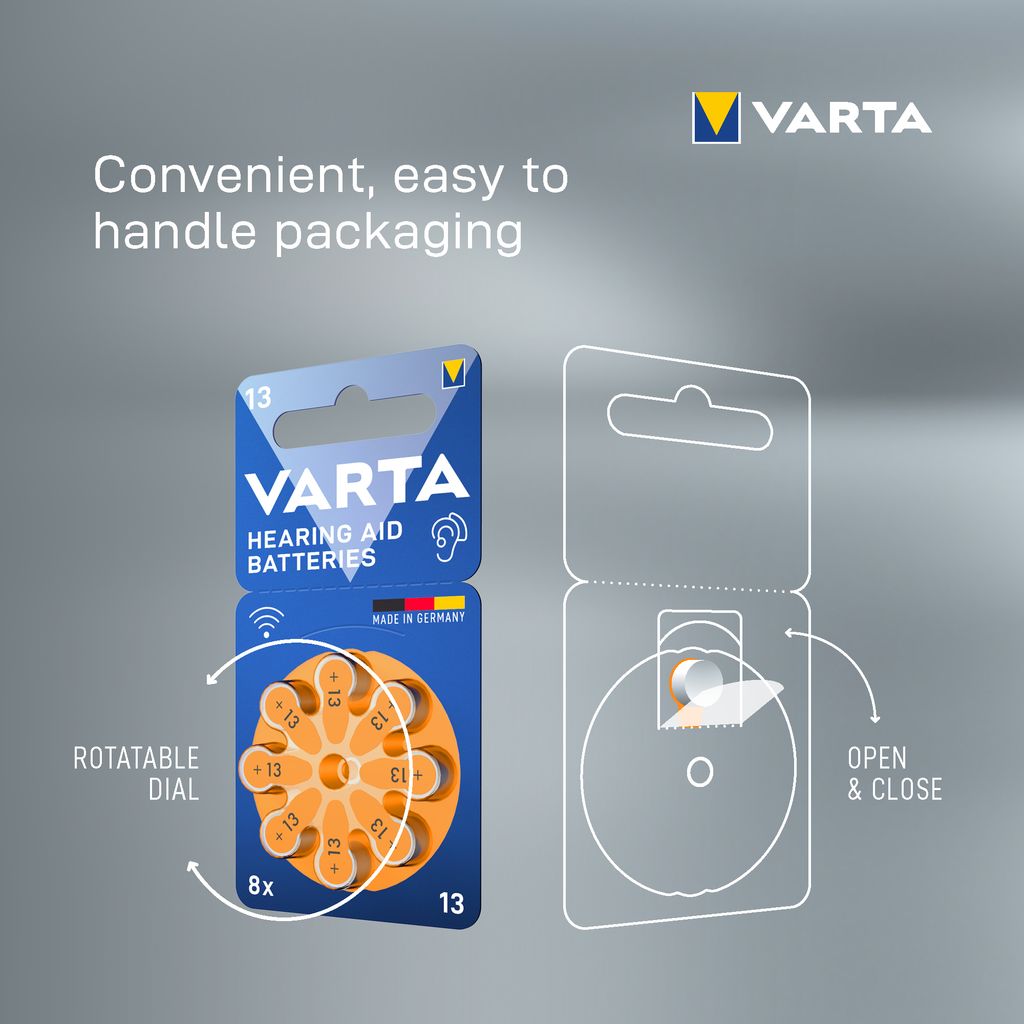 VARTA høreapparatbatterier 13, 8-pak