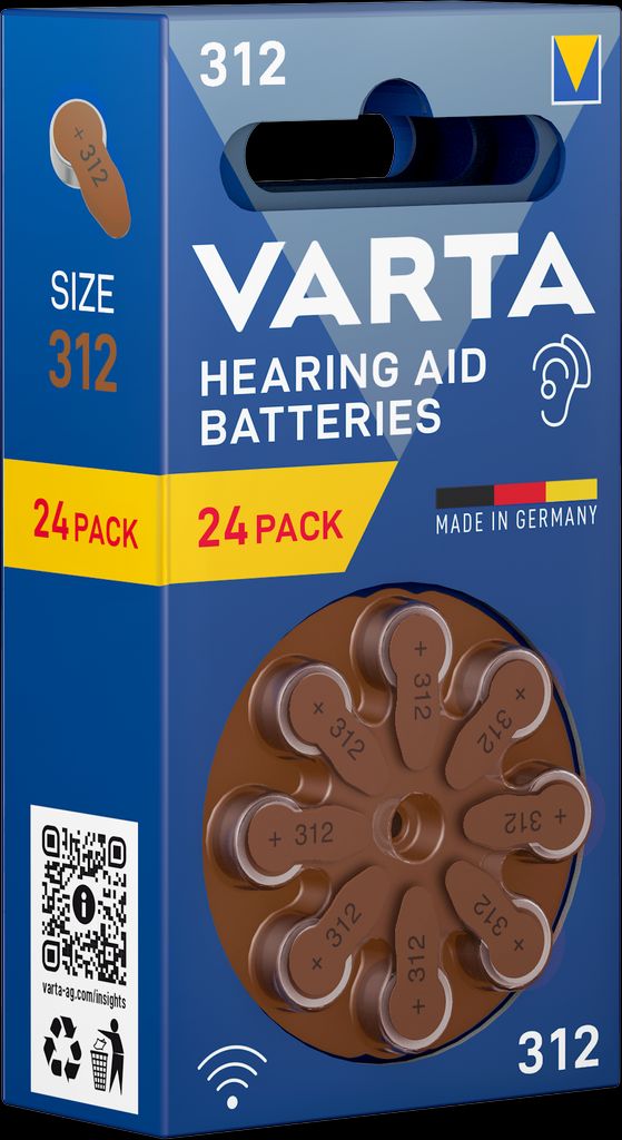 VARTA høreapparatbatterier 312, 24-pak