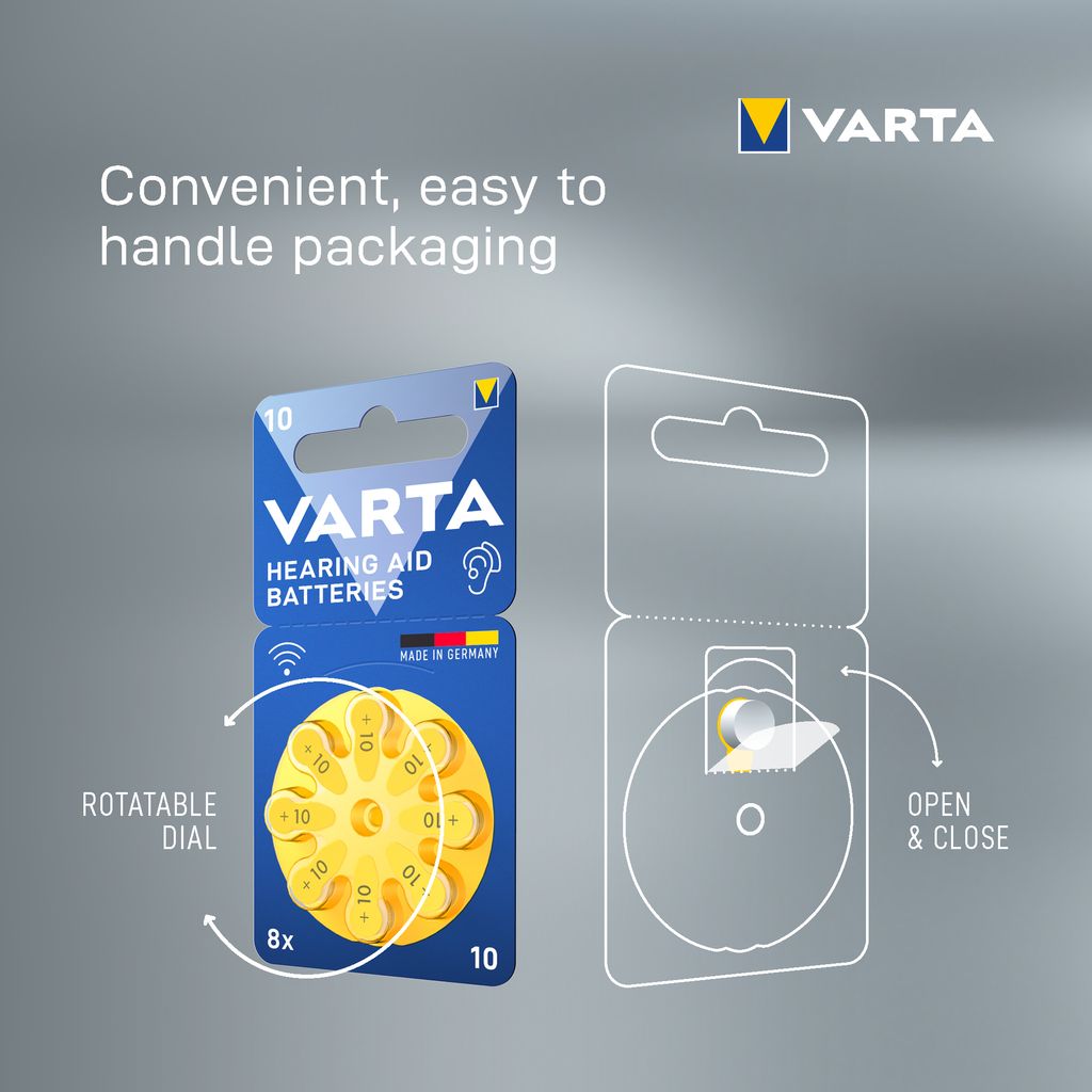 VARTA høreapparatbatterier 10, 8-pak