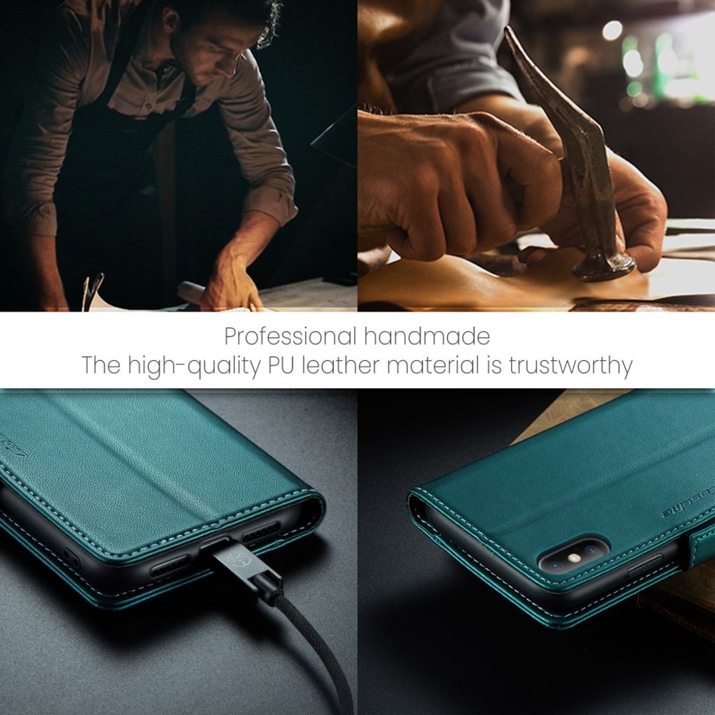 CASEME iPhone XS Max Pungetui med RFID og 3 Kortplads – Grøn