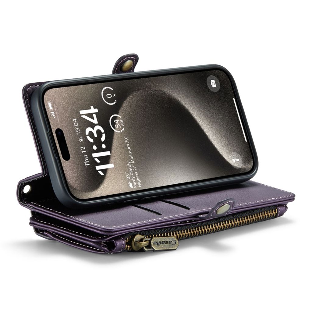 CASEME iPhone 15 Pro Plånboksfodral med Stativ och Kortfack - Lila