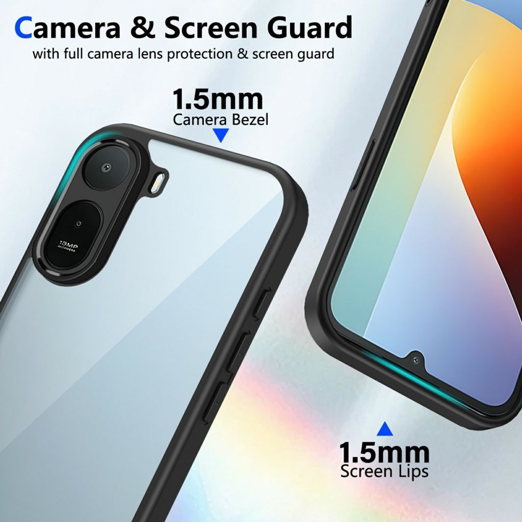 Xiaomi Poco C85x 5G/Redmi A7 Pro Skal Stötsäker Transparent - Svart
