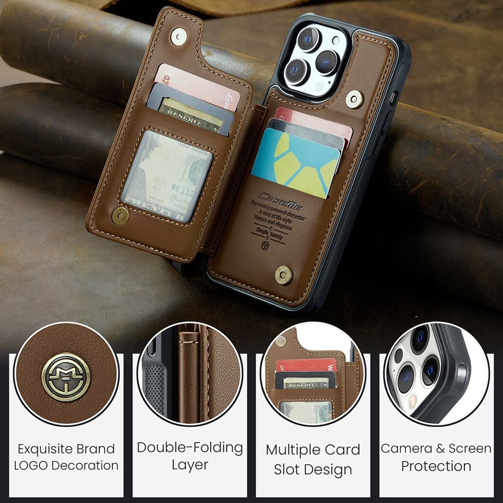 CASEME iPhone 12 Pro Max Cover med Pung - Brun