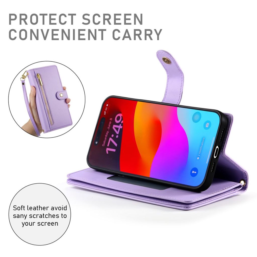 iPhone 17 Pro Max Lompakkokotelo Kantohihna - violetti