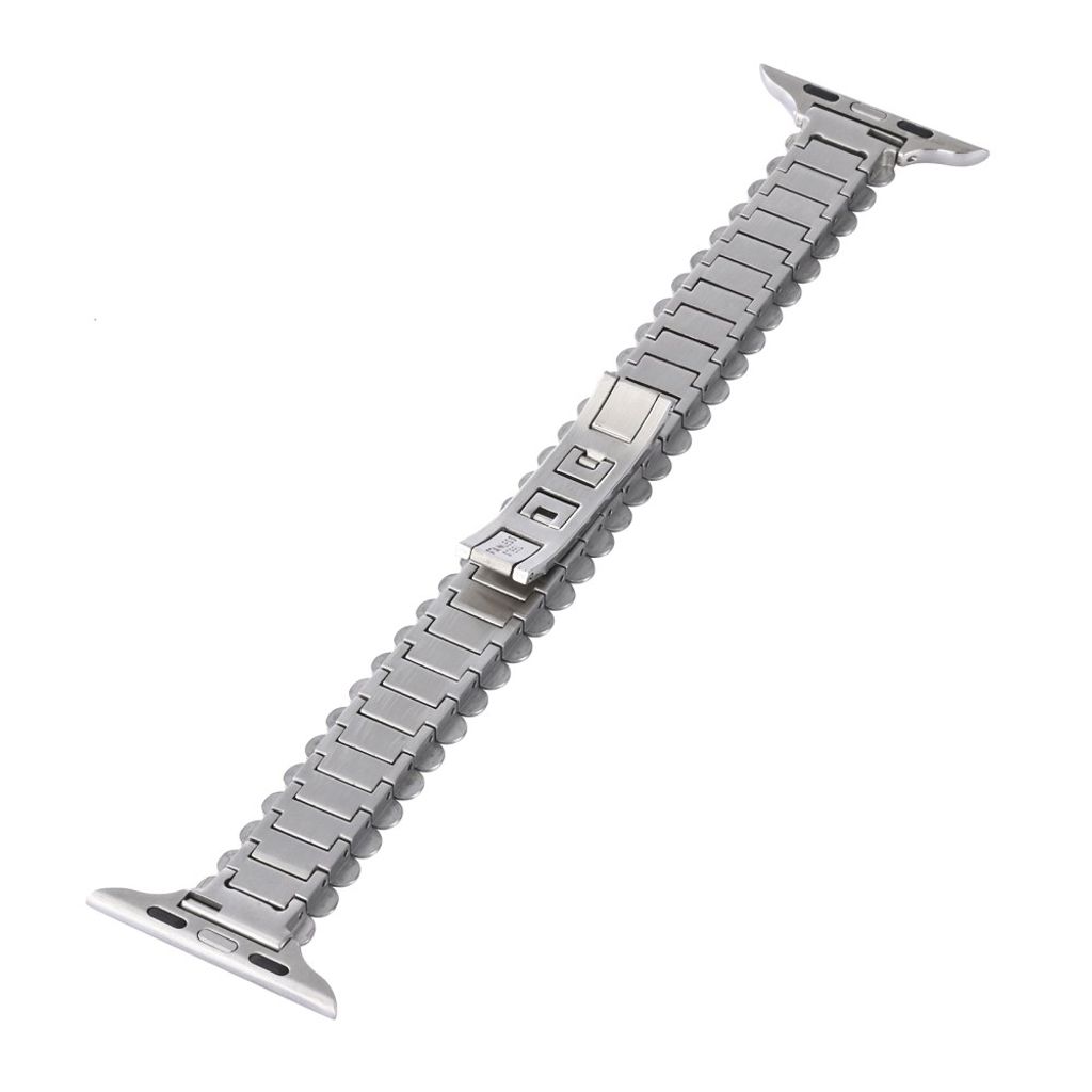 Apple Watch 42/41/40/38mm Klockarband Rostfritt Stål Fjärilsspänne - Silver