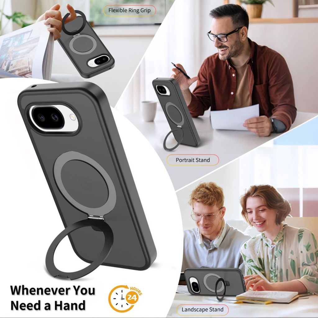 Google Pixel 10a Silikon MagSafe Skal med Ringhållare - Svart