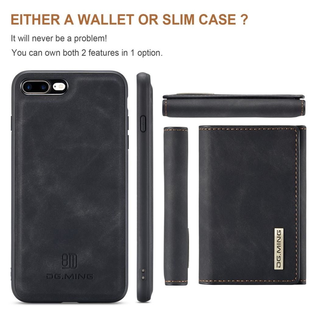 DG.MING iPhone 7 Plus / 8 Plus Cover med Pung - Sort