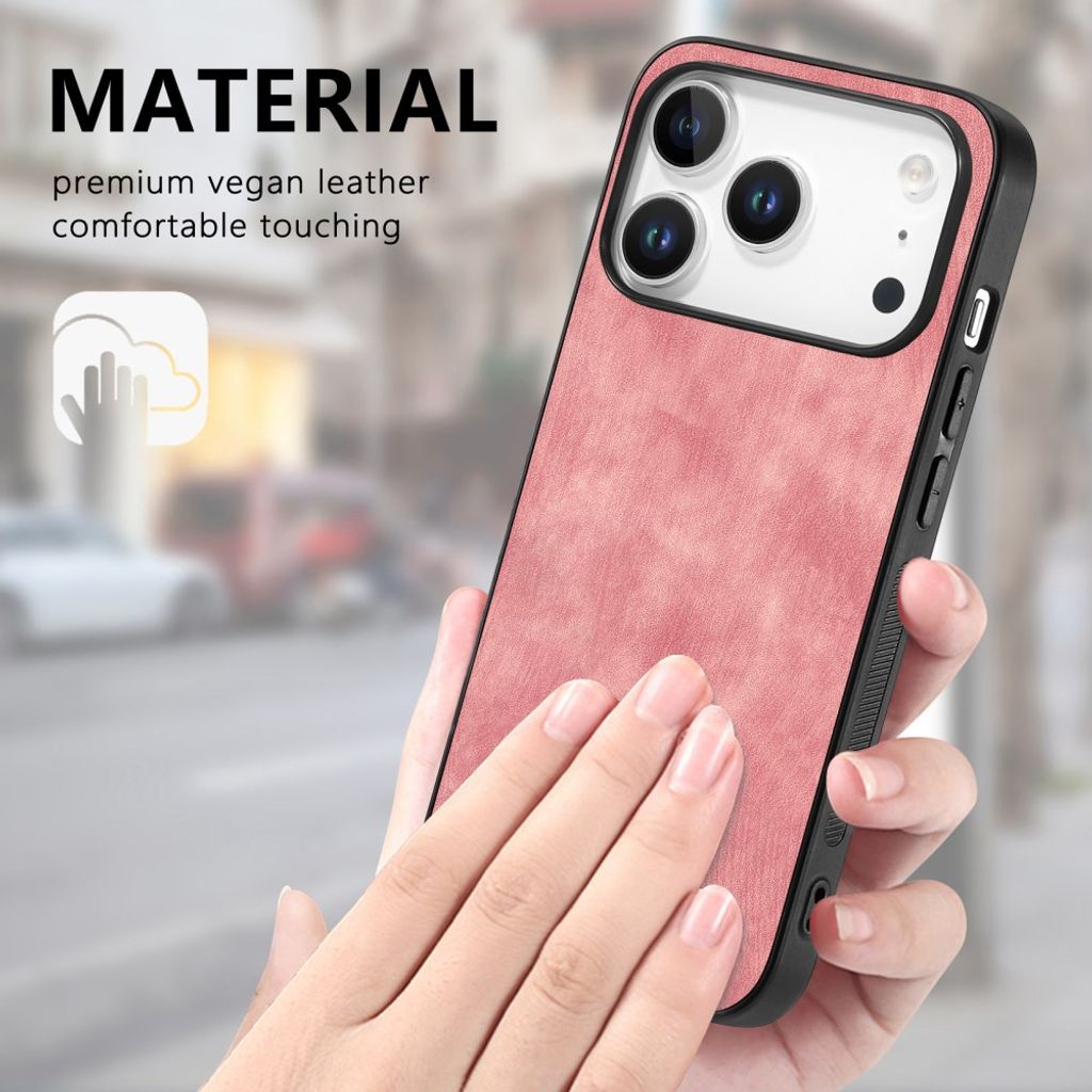 iPhone 18 Pro Max/17 Pro Max Skal i PU-läder - Rosa
