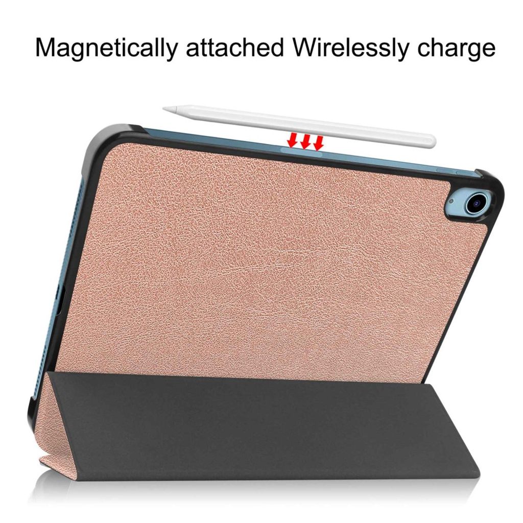 iPad A16 11" 2025/10.9" 2024 Tri-fold flip cover i kunstlæder - Rose guld