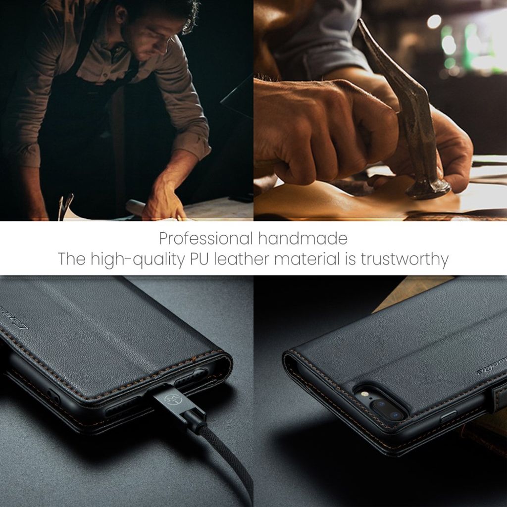 CASEME iPhone 6 Plus/6s Plus/7 Plus/8 Plus Kotelo Korttipaikka - Musta