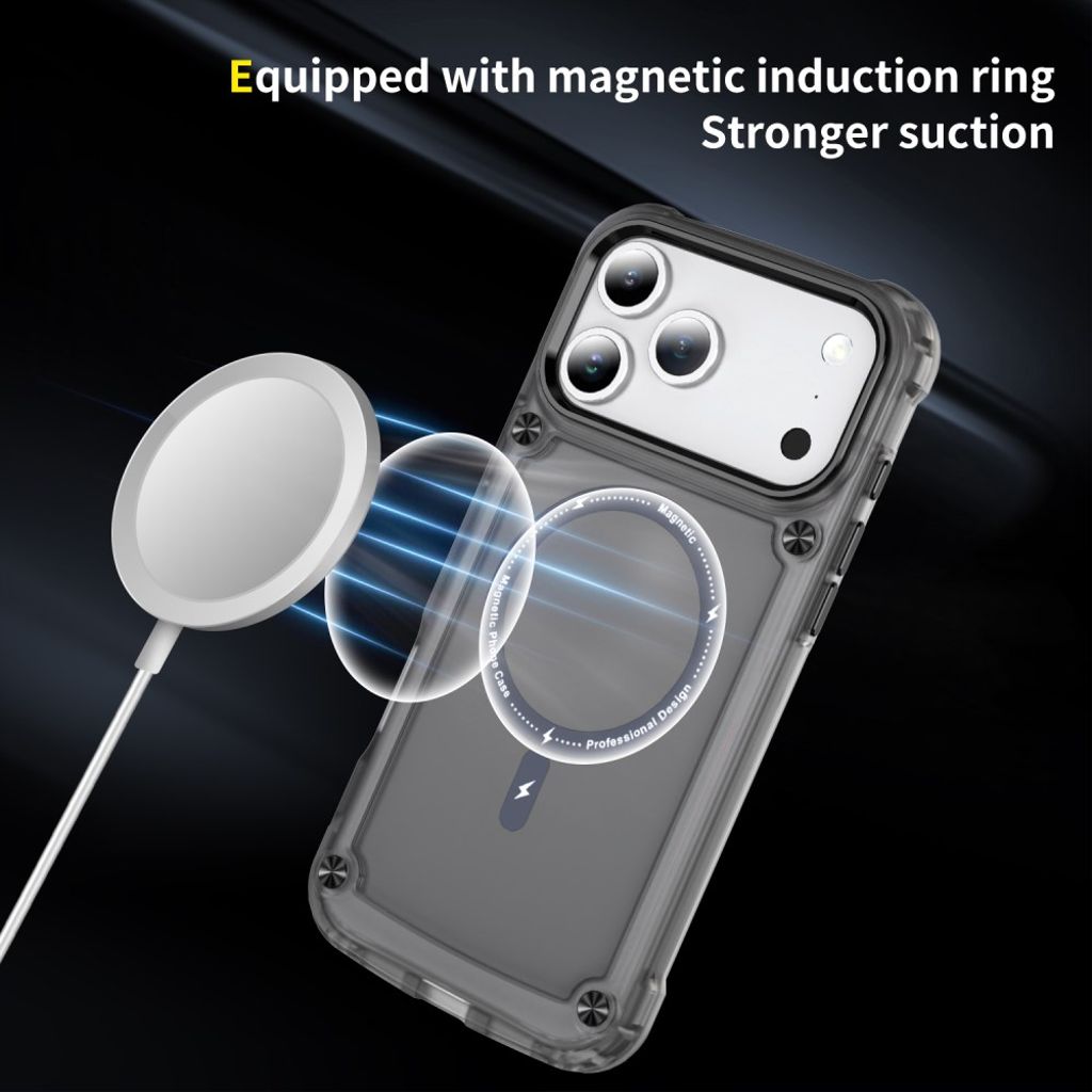 iPhone 17 Pro Max MagSafe-yhteensopiva Kuori - läpinäkyvä musta