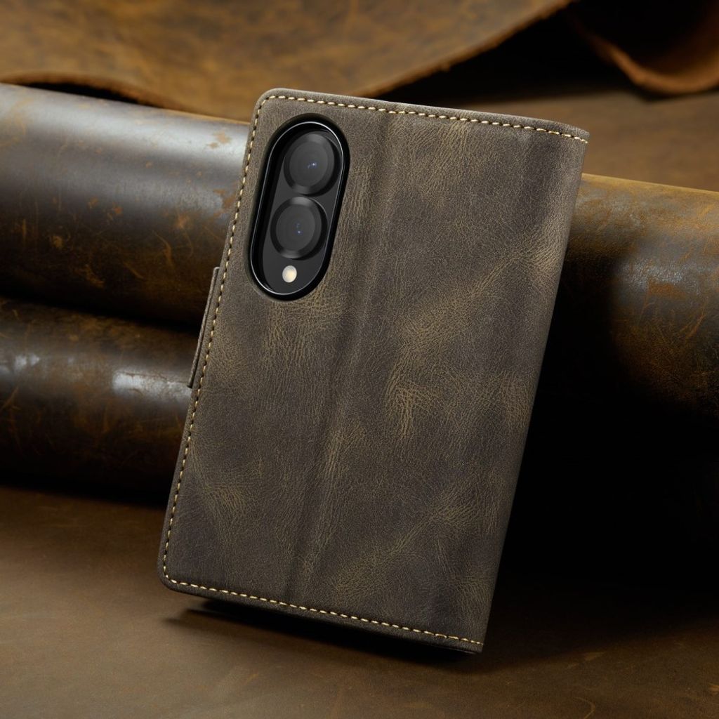 AUTSPACE Samsung Galaxy Z Fold8 Flip Cover i PU-læder med RFID-blokering - Mørkebrun