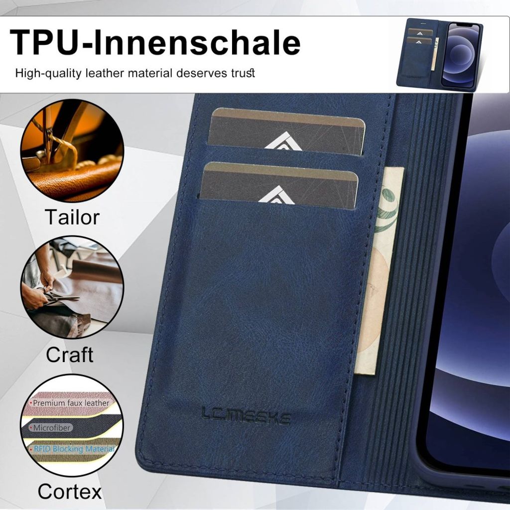 LC.IMEEKE iPhone 12 Mini Wallet Cover - Blue