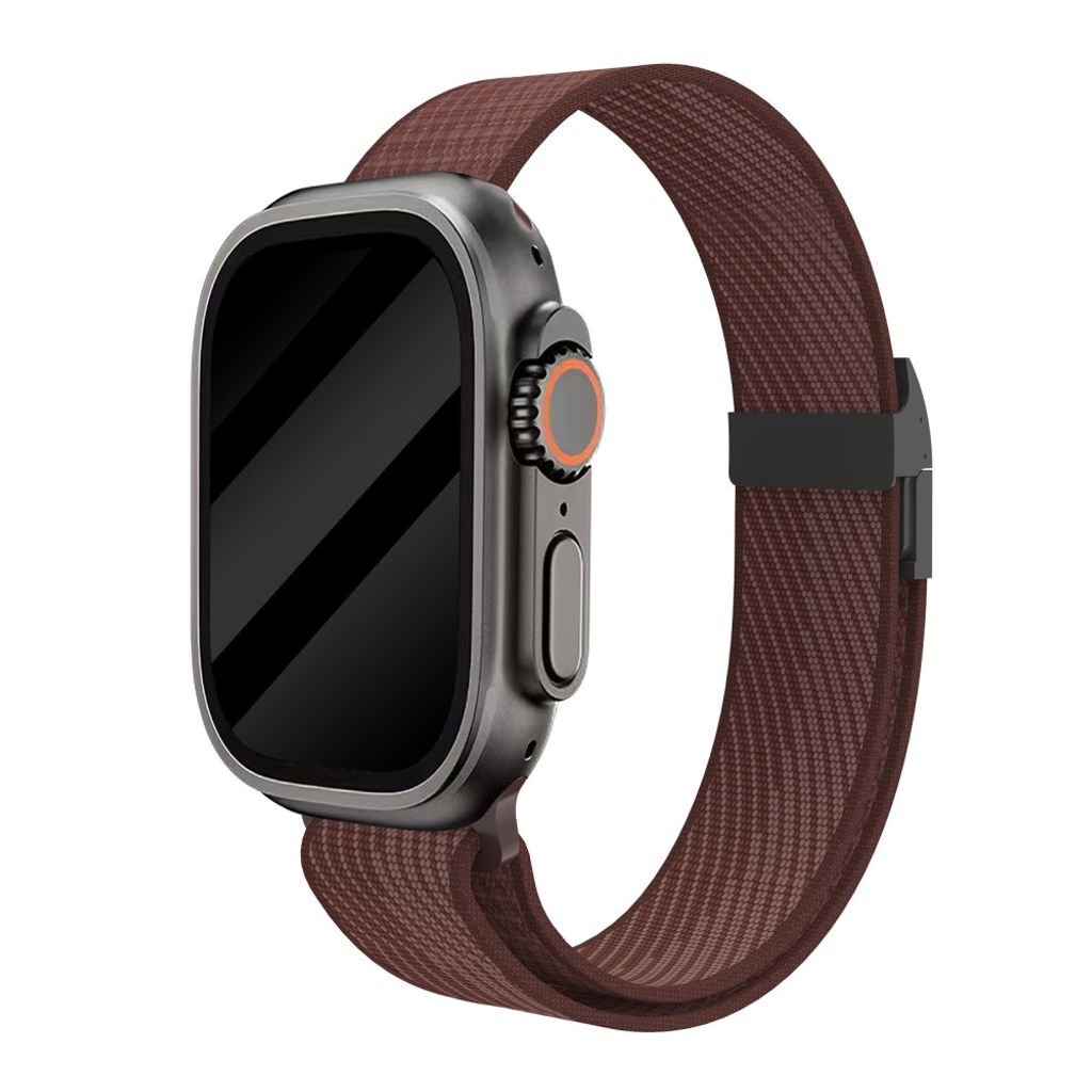 Apple Watch 42/41/40/38mm Klockarmband i Nylon Magnetisk Stängning - Brun