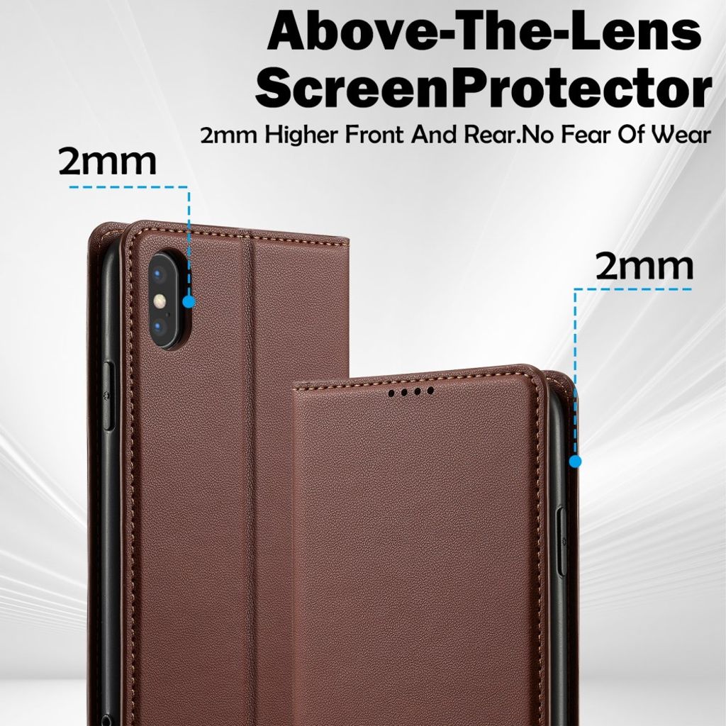 LC.IMEEKE iPhone XS Max Pungetui med Kortholder og Stativ – Brun