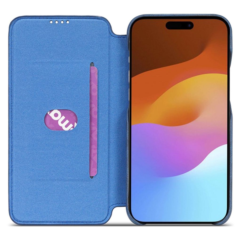 LC.IMEEKE iPhone 15 Wallet Cover Stand Card Holder - Blue