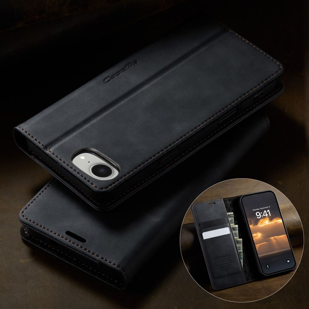 CASEME iPhone 16e Wallet Cover RFID Blocking Stand – Black