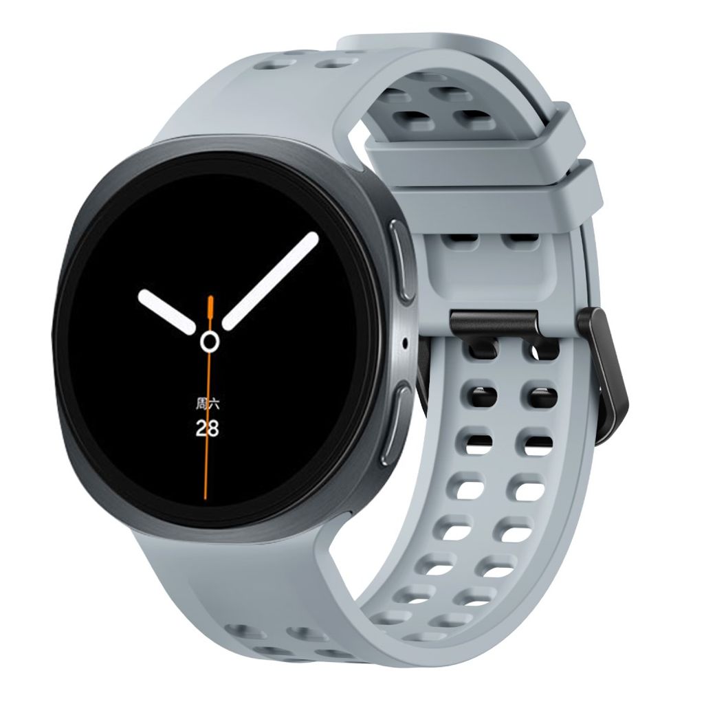 Samsung Galaxy Watch9/8/8 Classic silikon klokkerem med dobbel spenne - Lys grå