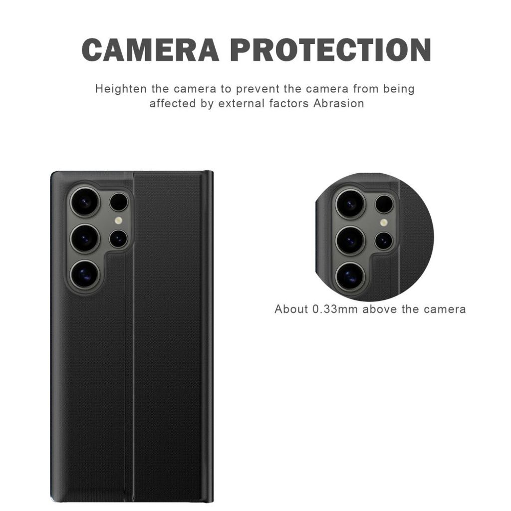 Samsung Galaxy S26 Ultra Etui Visningsvindu PU-lær – Svart