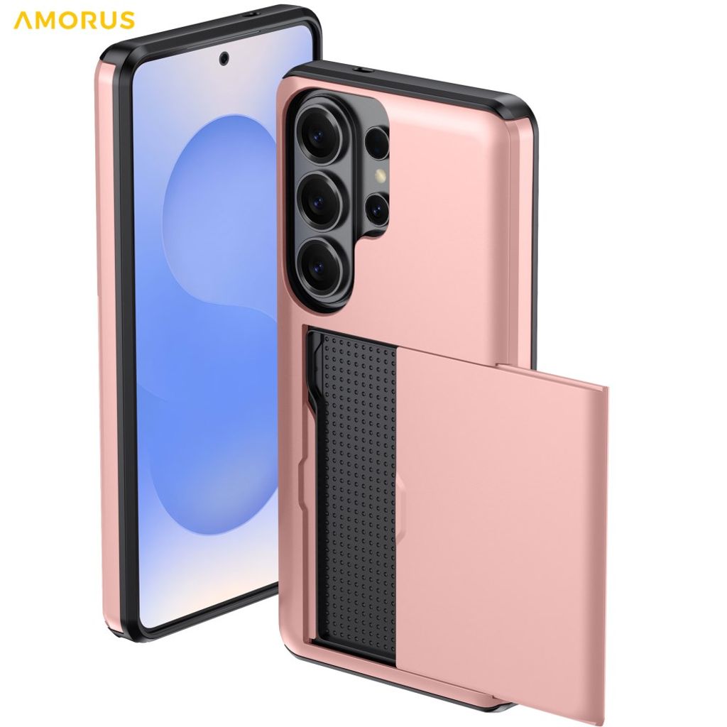 AMORUS Samsung Galaxy S26 Ultra Plånboksskal Korthållare – Roséguld