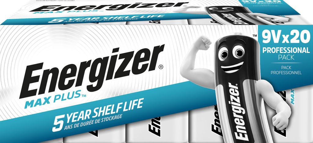Energizer Max Plus 9V batterij 6LR61 - verpakking van 20 stuks
