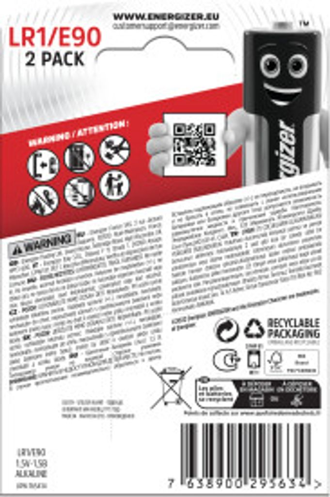 Energizer Alkaline LR1 1.5V – 2-pak