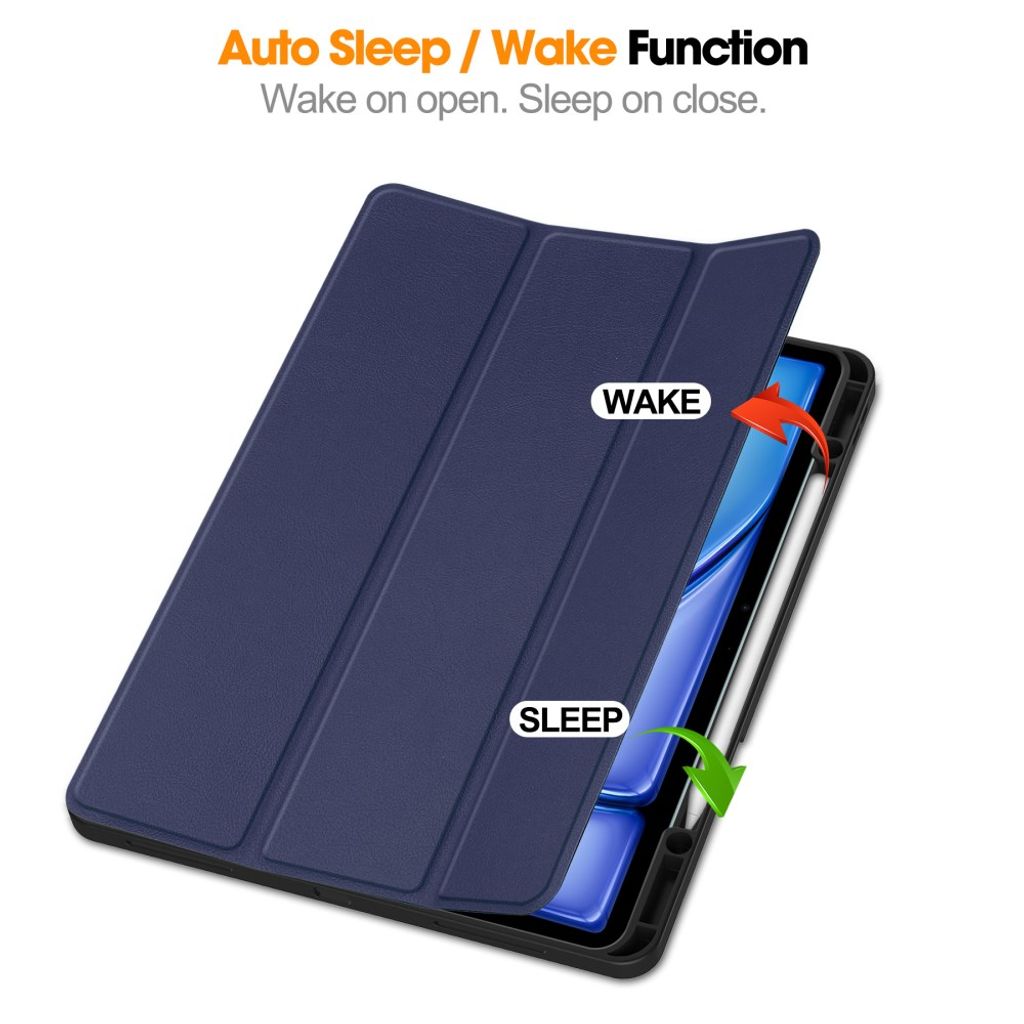 iPad Air 13" 2026/2025/2026 Tri-fold flip cover med holder til styluspen - Blå